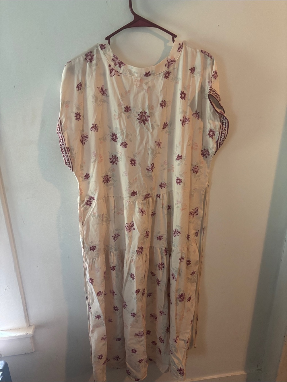 Lucky Brand Boho Floral Tiered Split Neck Midi Dress Size XL - Picture 7 of 11